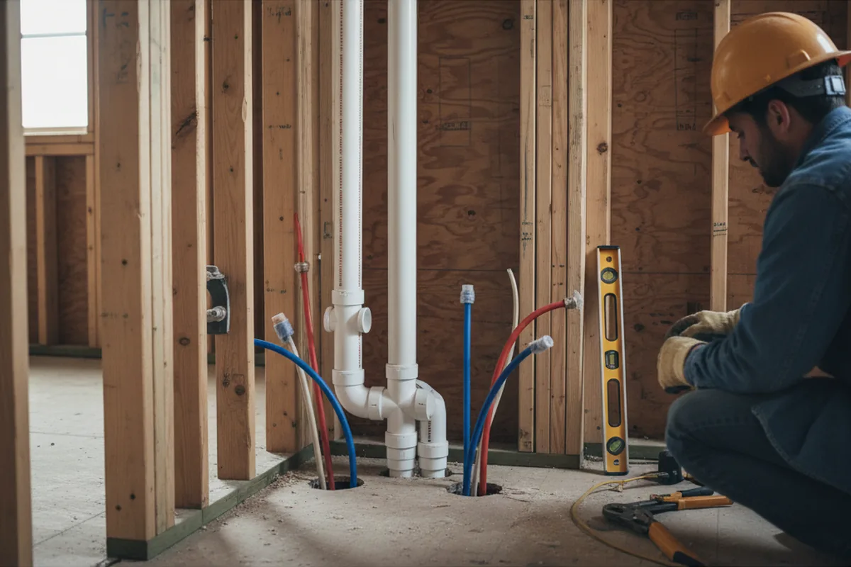Drain and supply rough-in during Leak Detection in Parmele