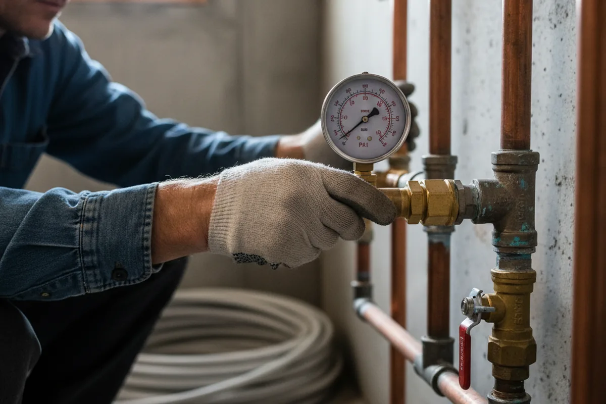 Pressure testing a repaired line during Water Line Repair in Parmele
